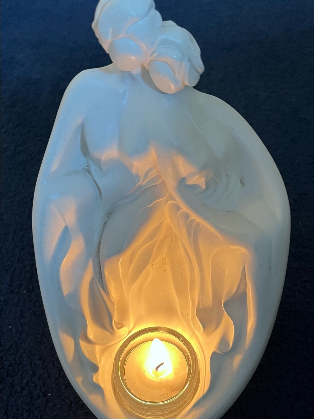 White Ceramic Windstone Editions “Sisters” Tea Light Holder